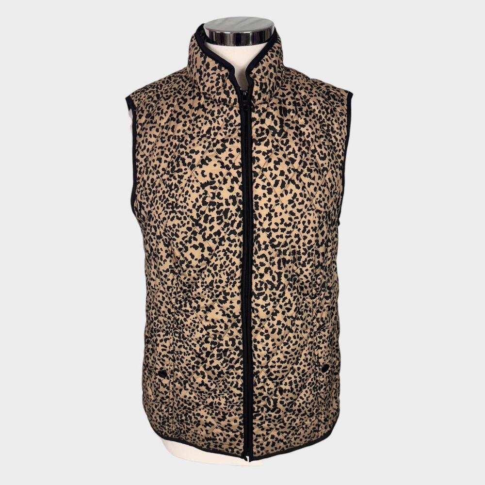 Croft & Barrow Medium Full Zip Vest Cheetah Leopard Vest Polyester